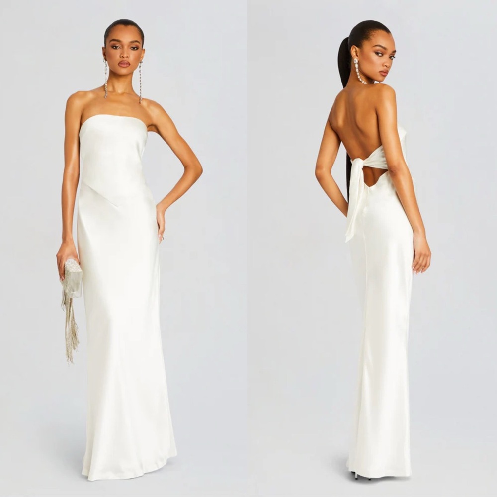 Retrofete Skye Cream Strapless Gown Large